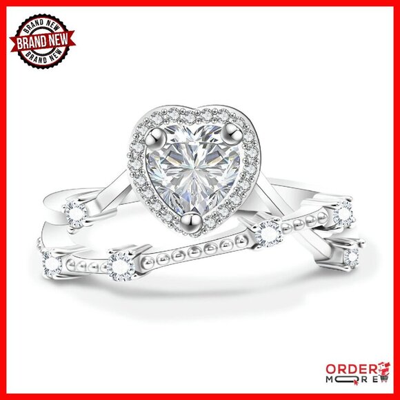 Jewelry - 925 Sterling Silver Moissanite Wedding Band Size 6-8 Anniversary Ring